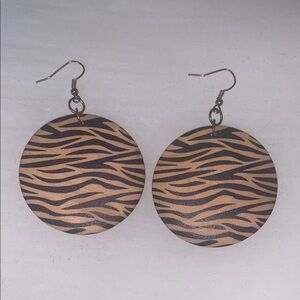 Stylish Wooden Zebra Print Earrings